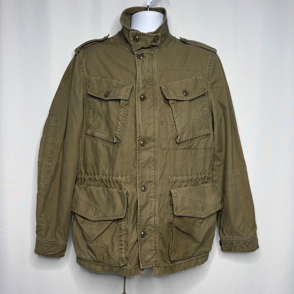 J.Crew Mens Khaki Green Cotton Military Field Jacket M-65 Sz M Tactical Utility